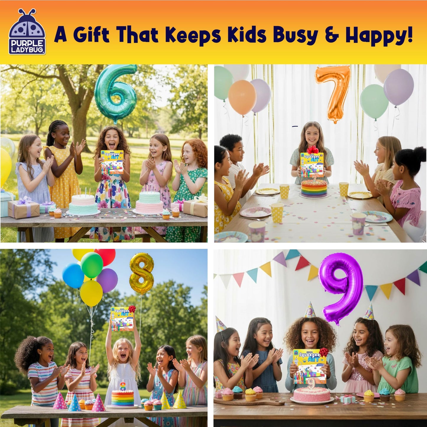 Squeegee Art Kit for Kids - Animals Theme with Kids Painting Kit & Sticker Art - Paint Your Own Arts and Crafts for Kids - Birthday Gifts for Boys & Girls 5 6 7 8 9 - Mess Free Paint Craft Kits
