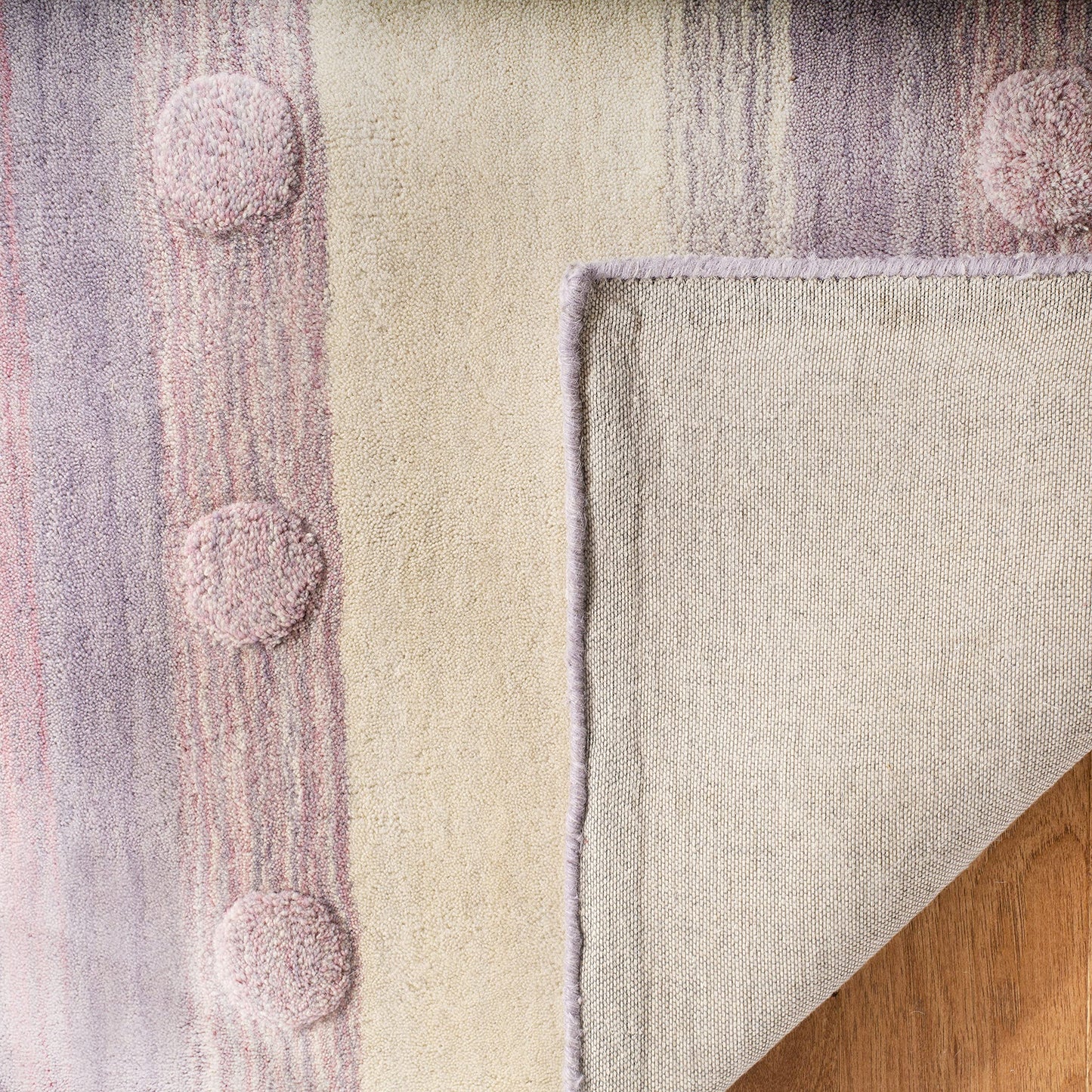 SAFAVIEH Area Rug 8x10 - Kids Collection - Large - Light Purple & Ivory, Handmade Wool, Stripe Pattern, Ideal for Bedroom, Playroom, Nursery, Boys & Girls Room (SFK801V)
