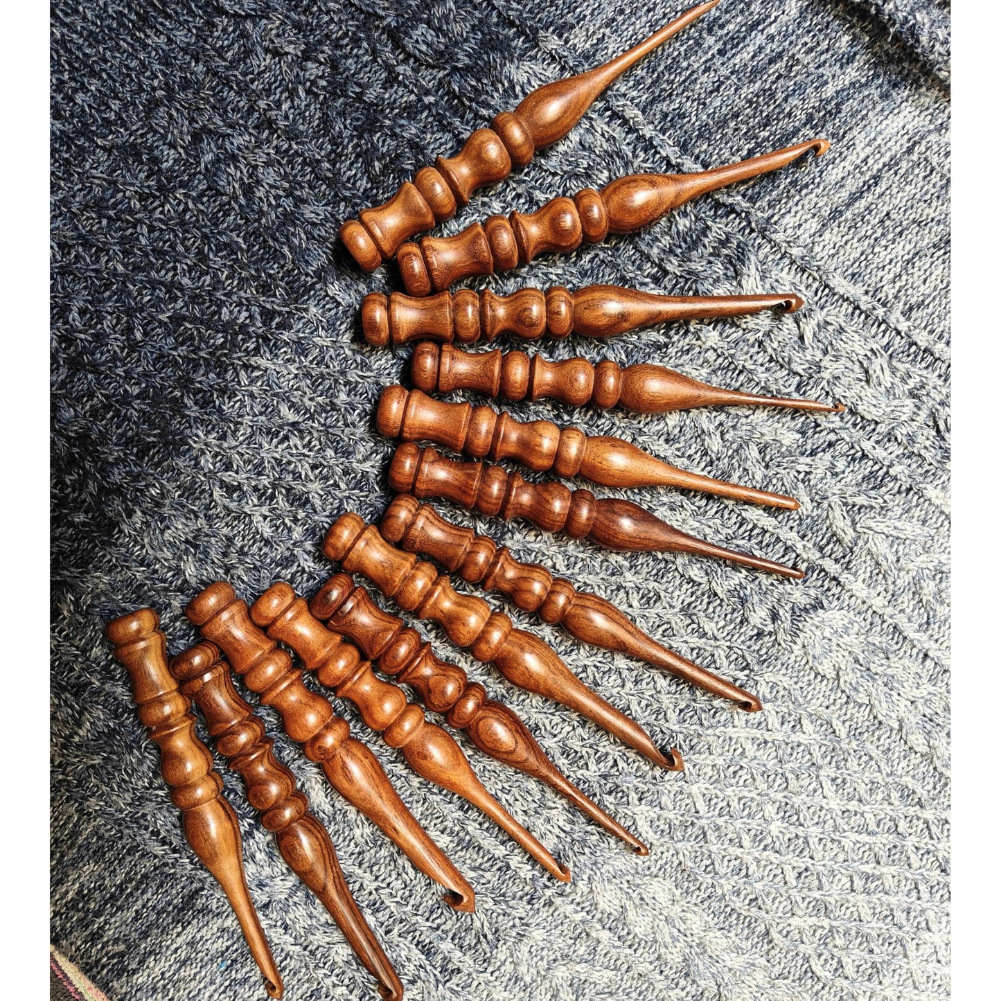 Shesham Wood Crochet Hooks Set of 13 - Sizes 3.5 mm to 12 mm β Premium Wooden Hooks for Knitting and Crocheting | Natural Wood Craft Tools | Perfect Mother's Day Gift