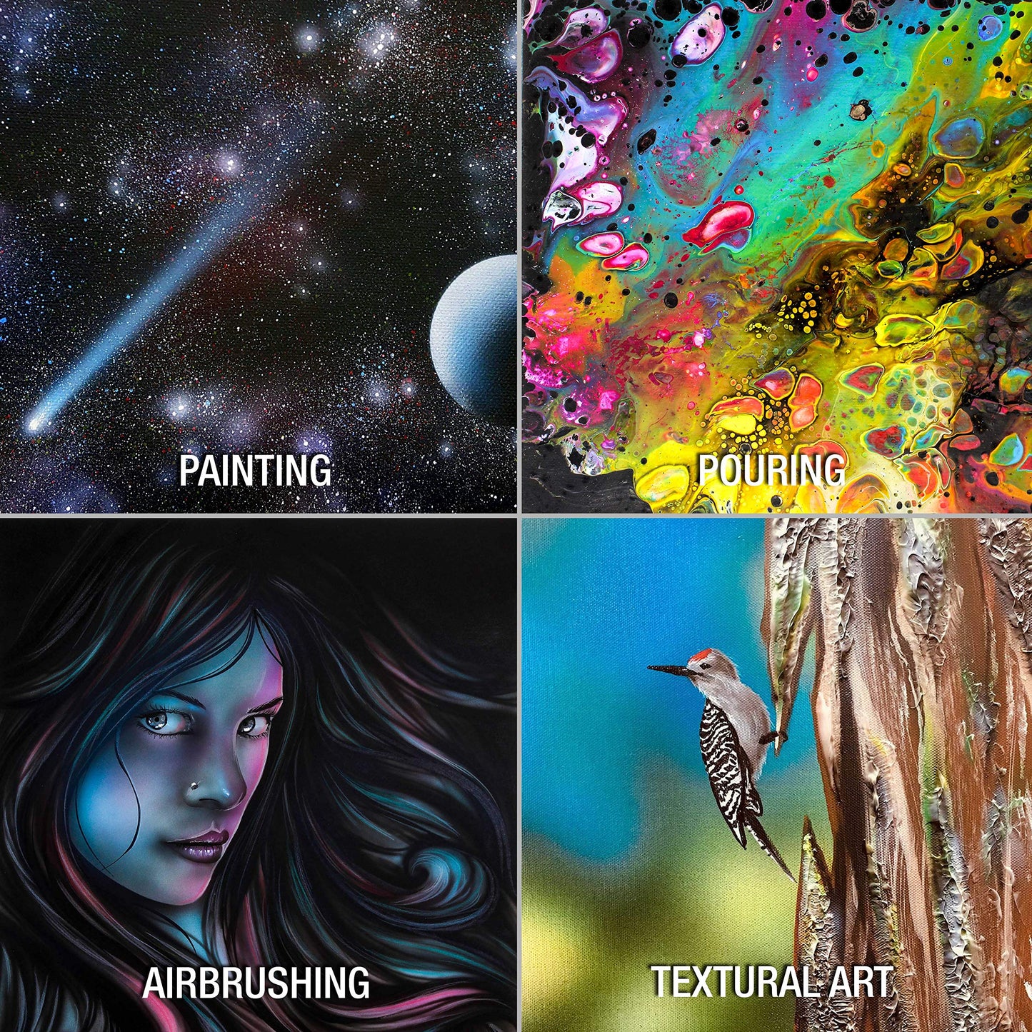 U.S. Art Supply 16 X 20 Inch Black Art Canvas Board Panels 6 Pack - 8 Ounce Heavyweight Cotton Acid Free Canvases for Painting Acrylics and Watercolor (1 Case of 6 Single Canvas Painting Panels)