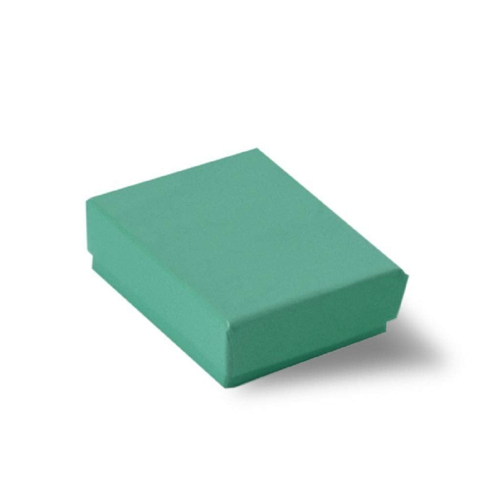 RJ Displays 25 Pack Cotton Filled Teal Blue Color Paper Cardboard Jewelry Gift and Retail Boxes Size 2 1/8" x 1 5/8" x 3/4" (67 x 40 x 18 mm) Earring, Pendant, Necklace, and Small Gifts (Teal Blue)
