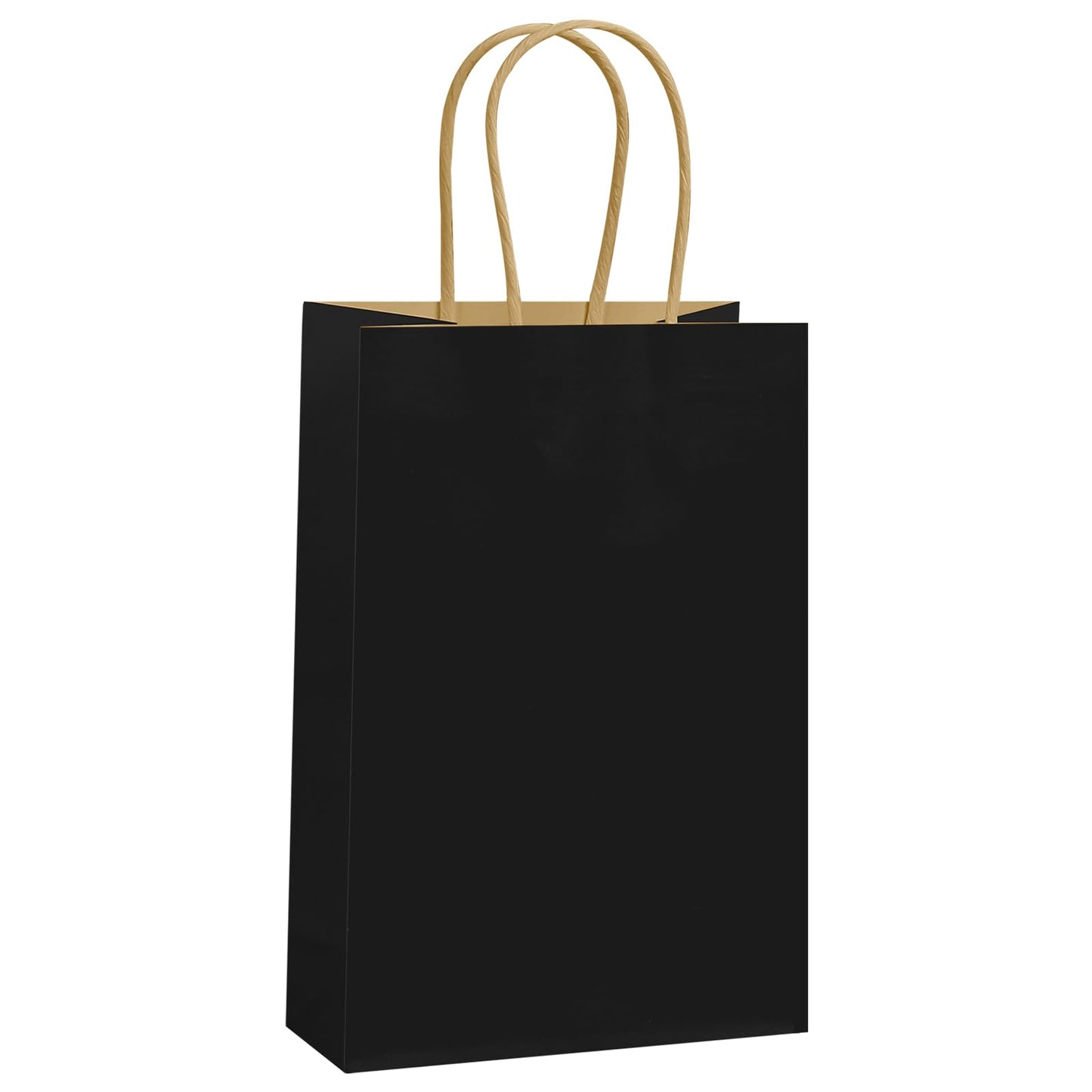 REMTAP Gift Paper Bags 5.9×3.2×8.2 50Pcs Kraft Bags with Handles Bulk Gift Bags for Wedding Party Craft Retail Packaging, Shopping, Party Favor, Retail Bag (Black-S-50pcs, 5.9×3.2×8.2)