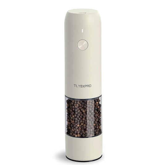 Electric Salt and Pepper Grinder - USB Rechargeable, Automatic Salt and Pepper Shaker, Adjustable Coarseness, Electric Pepper Mill, LED Light, Refillable, Kitchen Gadget (1-Pack, Buttercream)