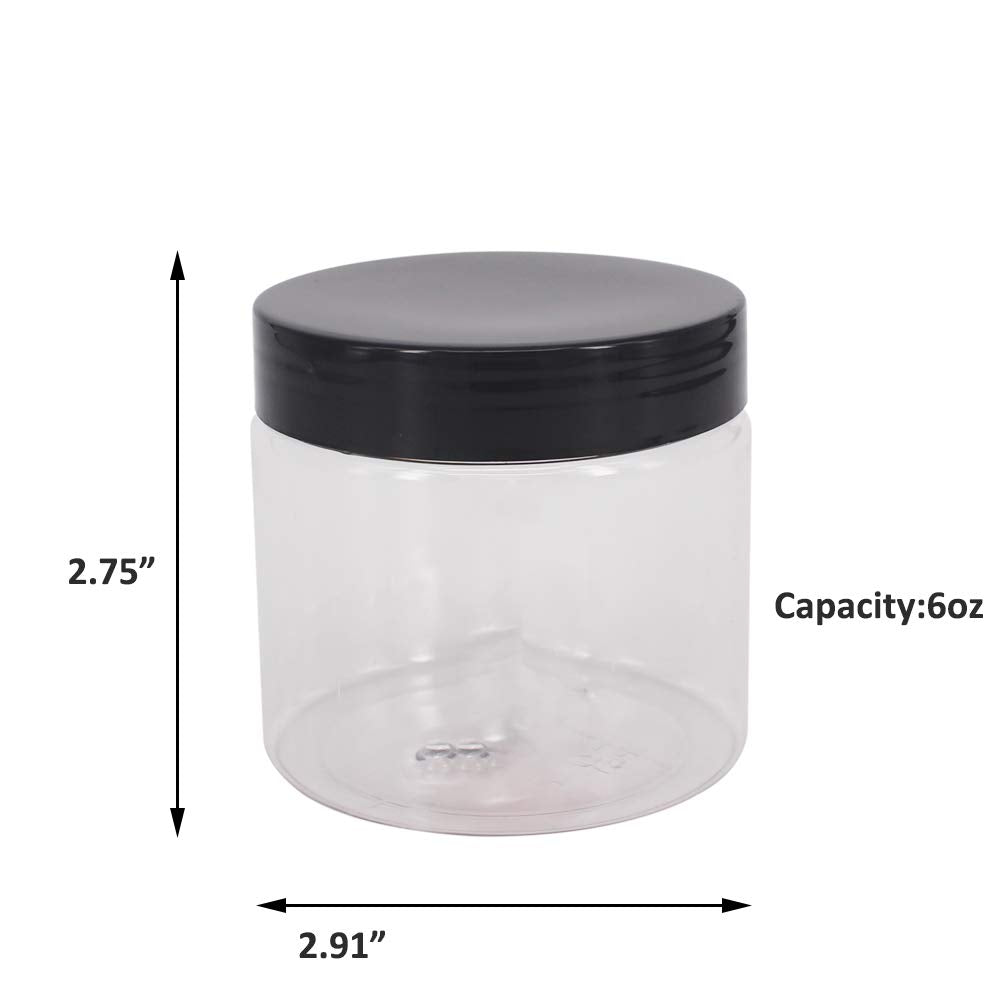 24 Pack 6 OZ Clear Plastic Slime Jars With Screw Lids, A Spatula, A Pen &Labels - Craft Storage Containers/Storage Favor Jars/Travel Jars For Cosmetic, Body Sugar Scrubs by ZMYBCPACK