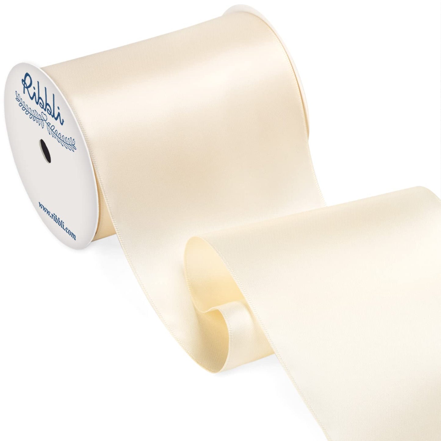 Ribbli Cream Satin Ribbon 4 Inch Wide Cream Ribbon for Wedding Chair Sash Grand Opening Ceremony Big Bows Gift Wrapping Floral Crafts Cake Decor-Double Faced Satin Continuous 10 Yards