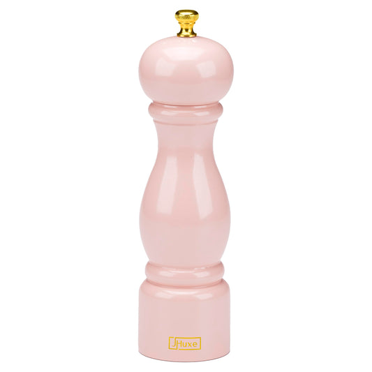 JHuxe Rose Pink Salt Pepper Grinder Mill, 8 Inch Classic Wood Manual Salt Pepper Grinder, Adjustable Wooden Peppermill, Refillable Pepper and Salt Mill, Best Mama's Day Gifts for Mom from Daughter Son
