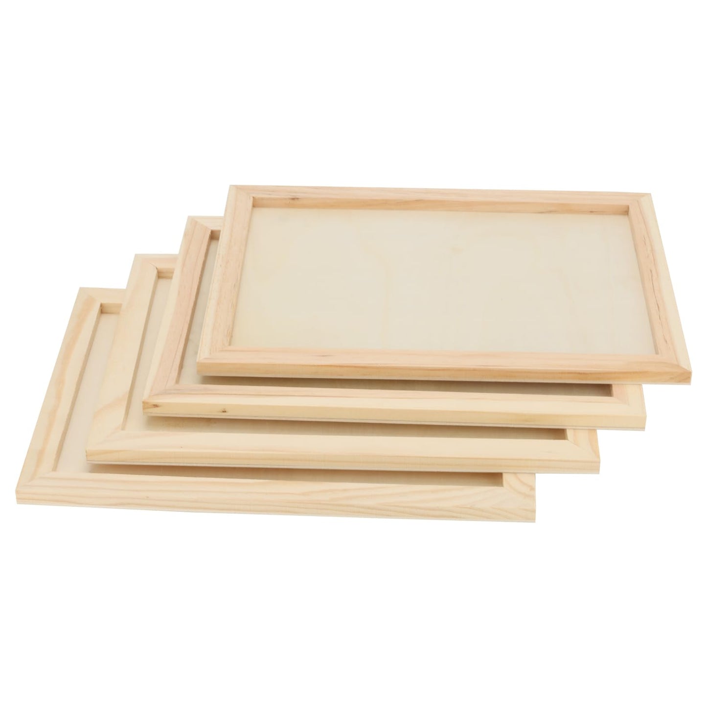 SOUJAP 8 Pack 9 x 12 Inch Wood Canvas Board, Unfinished Wooden Flat Panels, Wood Cradled Framed Canvas for Painting Craft Art