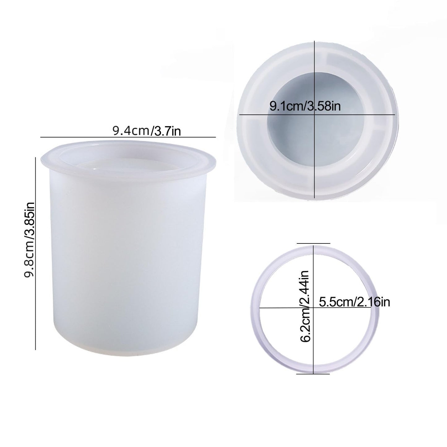 Cylinder 1 lid and 5 Rings Sealed Storage Box Silicone Resin Mold Vase Bottle Jar Shaped Epoxy Casting Molds for Candy Jewelry Ornaments Trinket Container Cup, 3D DIY Making Decor Art Crafts