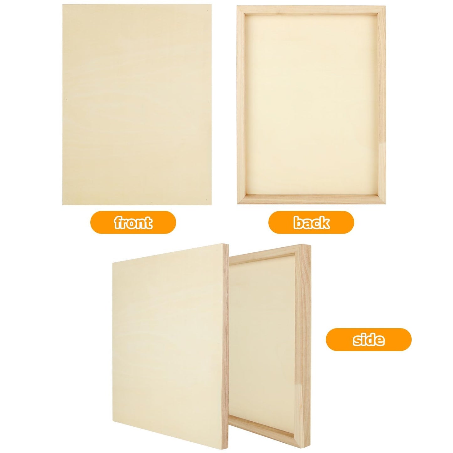 6 Pack Unfinished Wood Canvas Panels for Painting 12 x 16 Inch Craft Wood Board, 3/4’’ Deep Cradle Boards for Painting, Pouring, Arts, Crafts, Paints and More