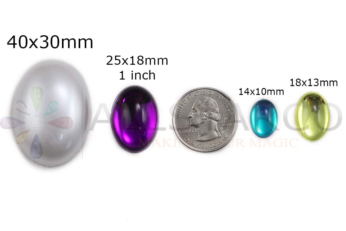 40x30mm Large Flat Back Oval Acrylic Cabochons Rhinestones Plastic Gems Embellishments for Crafts, Costumes, Card Invitations, Jewelry, Cosplay - 4 Pieces (Pearl H310)