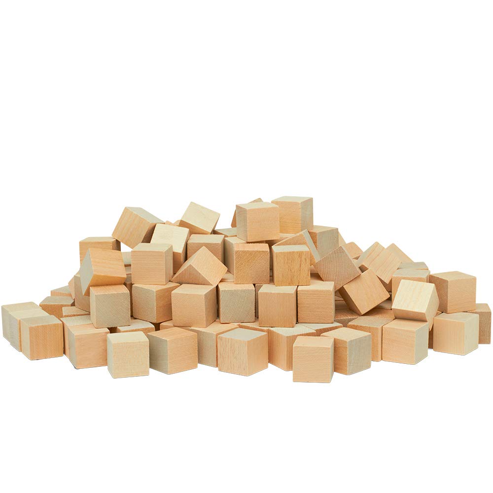 DIY Wood Cubes 1-inch, Pack of 50 Small Wooden Baby Blocks for Baby Shower, Wooden Blocks for Crafts, STEM, Building, and Blank Wood Dice, by Woodpeckers