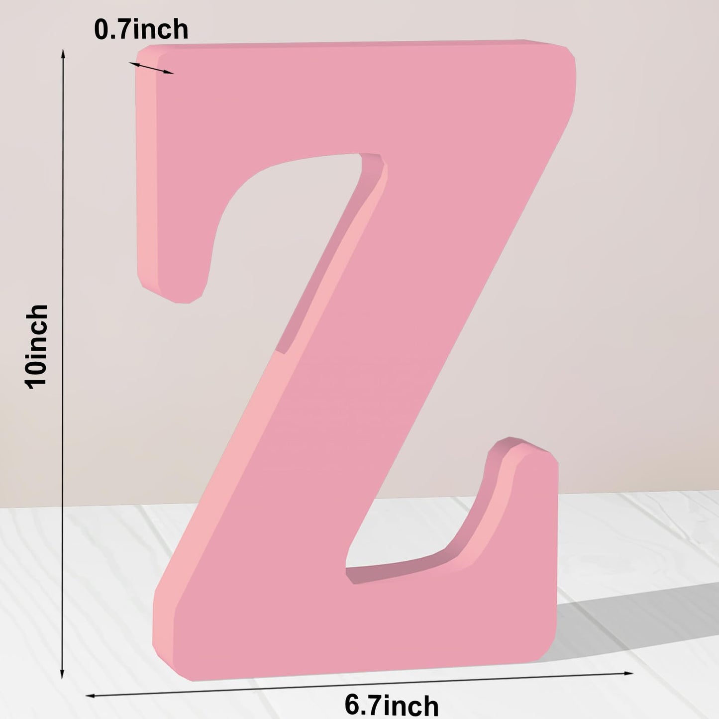 AOCEAN 10 Inch Pink Wood Letters Unfinished Wood Letters for Wall Decorative Pink Standing Letter Sign Board Decoration for Craft Home Party Decor Projects (Z)