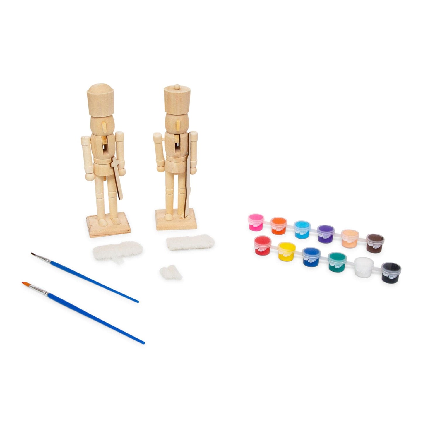 Toynk Paint Your Own 7-Inch Wooden Nutcracker Figure Craft Kit, Set of 2 | Holiday Christmas Decoration for Indoor Winter Table Desktop
