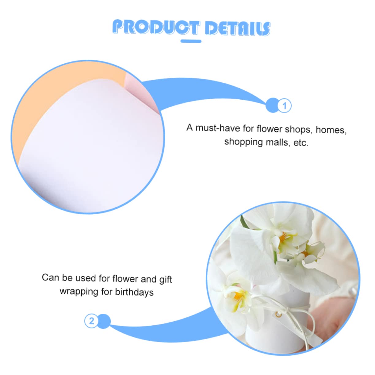 Angoily Flower Bouquet Hat Boxes, Mini Florist Tape Containers Packing Boxes Artificial Flowers Decorative Crinkle Ribbon Cardboard Clear Cylinder Fake White Paper Florist Supplies