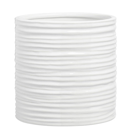 Torre & Tagus Ripple 6" Plant Pot For Houseplants & Ceramic Planter for 5 inch Nursery Pots - Handmade Round Vase & White Vase for Flowers, White Ceramic Vases for Home Decor Decorative Pot for Plants
