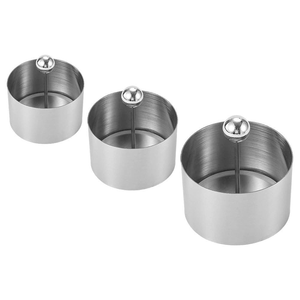 3pcs Sushi Mold with Pressers, Food Circle Cookie Cutter Ring, Stainless Steel Kitchen Utensil for Shaping Dessert Jelly Pastry Rice Balls Pastry 3.14 In
