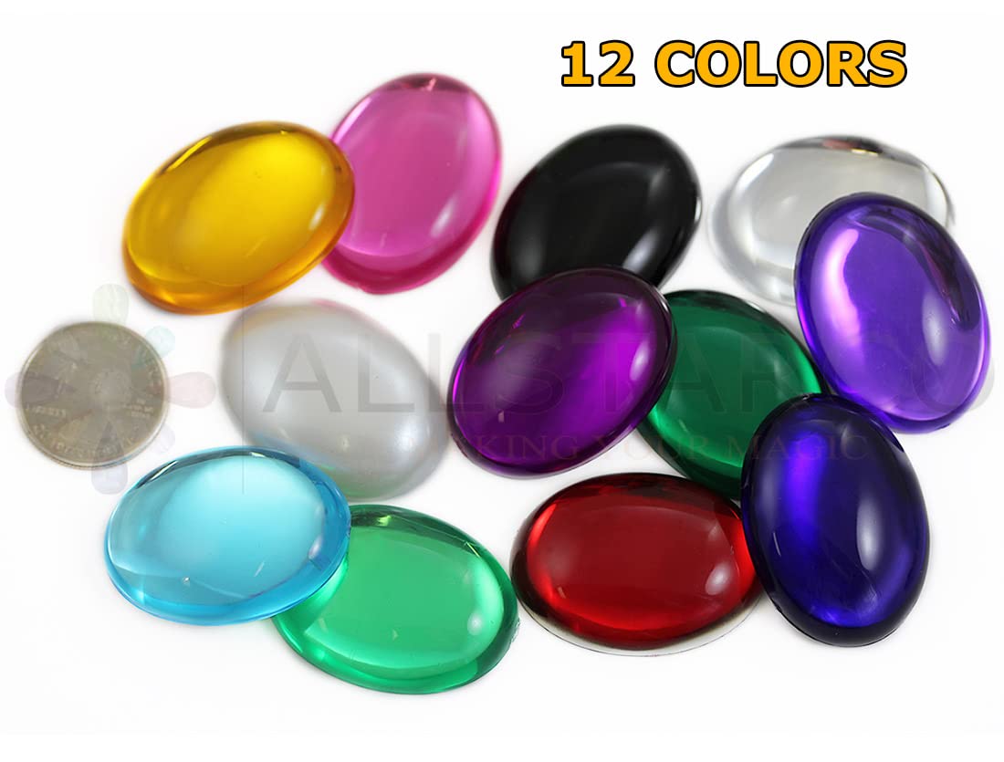 40x30mm Large Flat Back Oval Acrylic Cabochons Rhinestones Plastic Gems Embellishments for Crafts, Costumes, Card Invitations, Jewelry, Cosplay - 4 Pieces (Pearl H310)