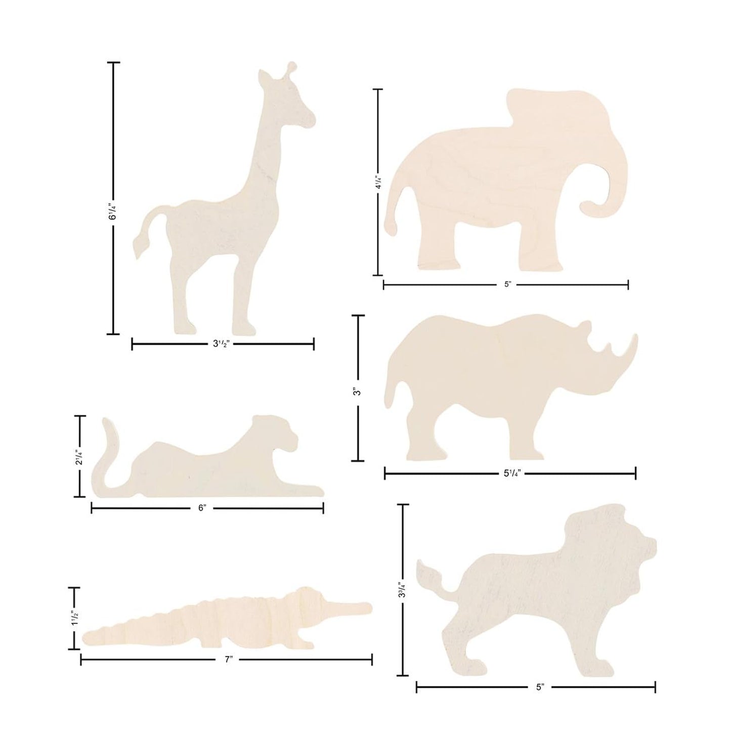 Good Wood By Leisure Arts: African Safari Crate Set - 7 Piece Animal Wood Cutouts - Small Wooden Shapes for Crafts Wooden Craft Shapes Animals to Paint