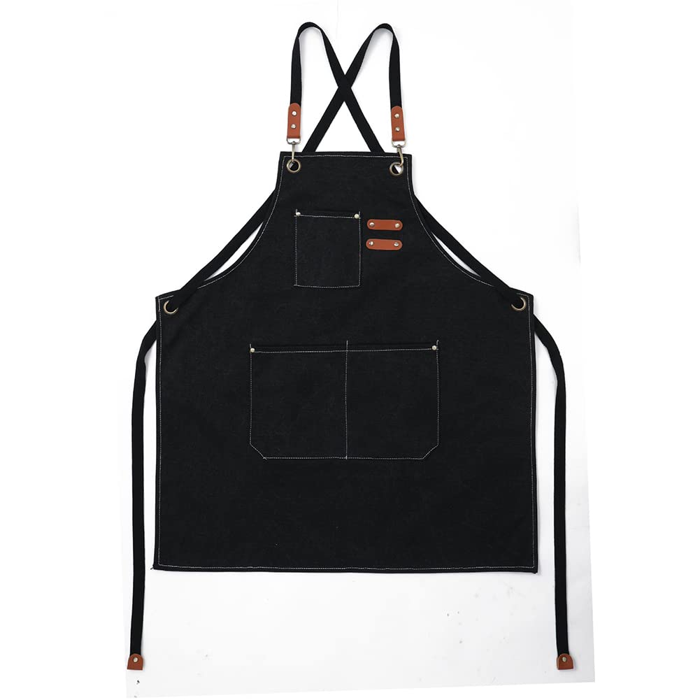 Turbokey Kids Aprons for Girls and Boys Toddler Aprons with Pockets Cooking Baking Painting Crafting Art Gardening Adjustable (Black)