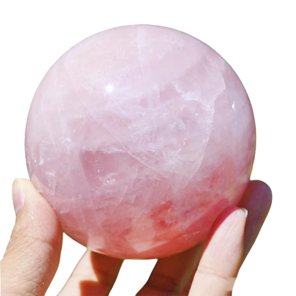 5-6CM/1.97-2.36inch Natural Pink Crystal Ball Rose Quartz Sphere Polished Divination Ball Decorative Sphere Healing Crystals Ball Stone Crafts Home Decor Ornament Gifts (50-60mm, Pink Crystal)