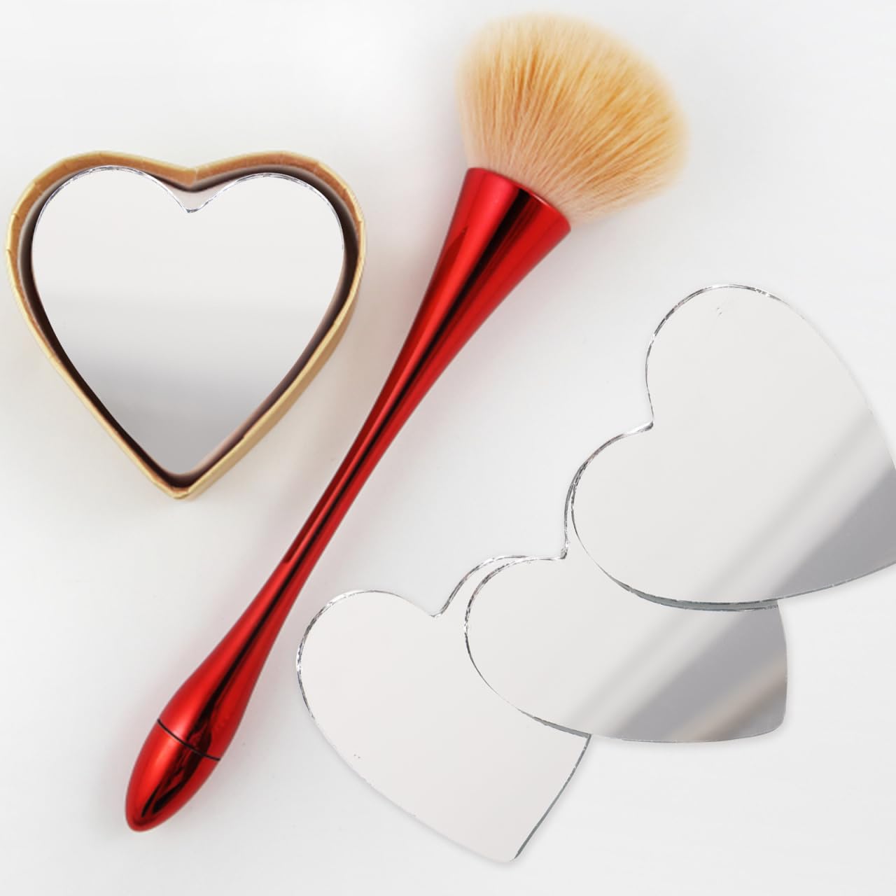 Healifty 20pcs Heart Shaped Mini Mirrors Glass Mosaic Tile Pieces for Home Decoration DIY Craft Projects Compact Mirror Making 2.12x1.96 in