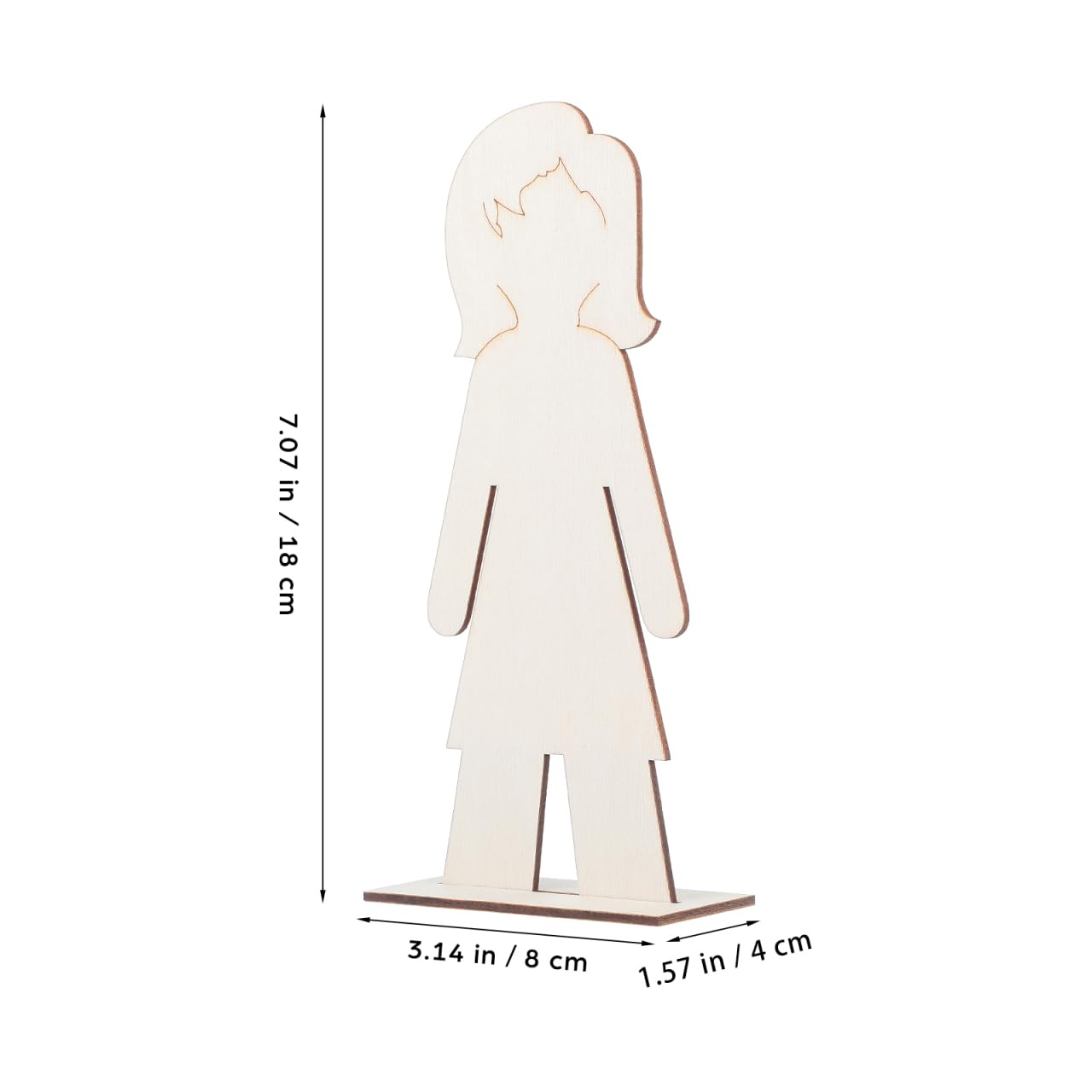 NUOBESTY 20Pcs Standing Wood People Cutouts Girls Manual Blank Wooden Shapes for Crafts Unfinished Woodslices DIY Graffiti Wooden Cutouts Human Decorations Label