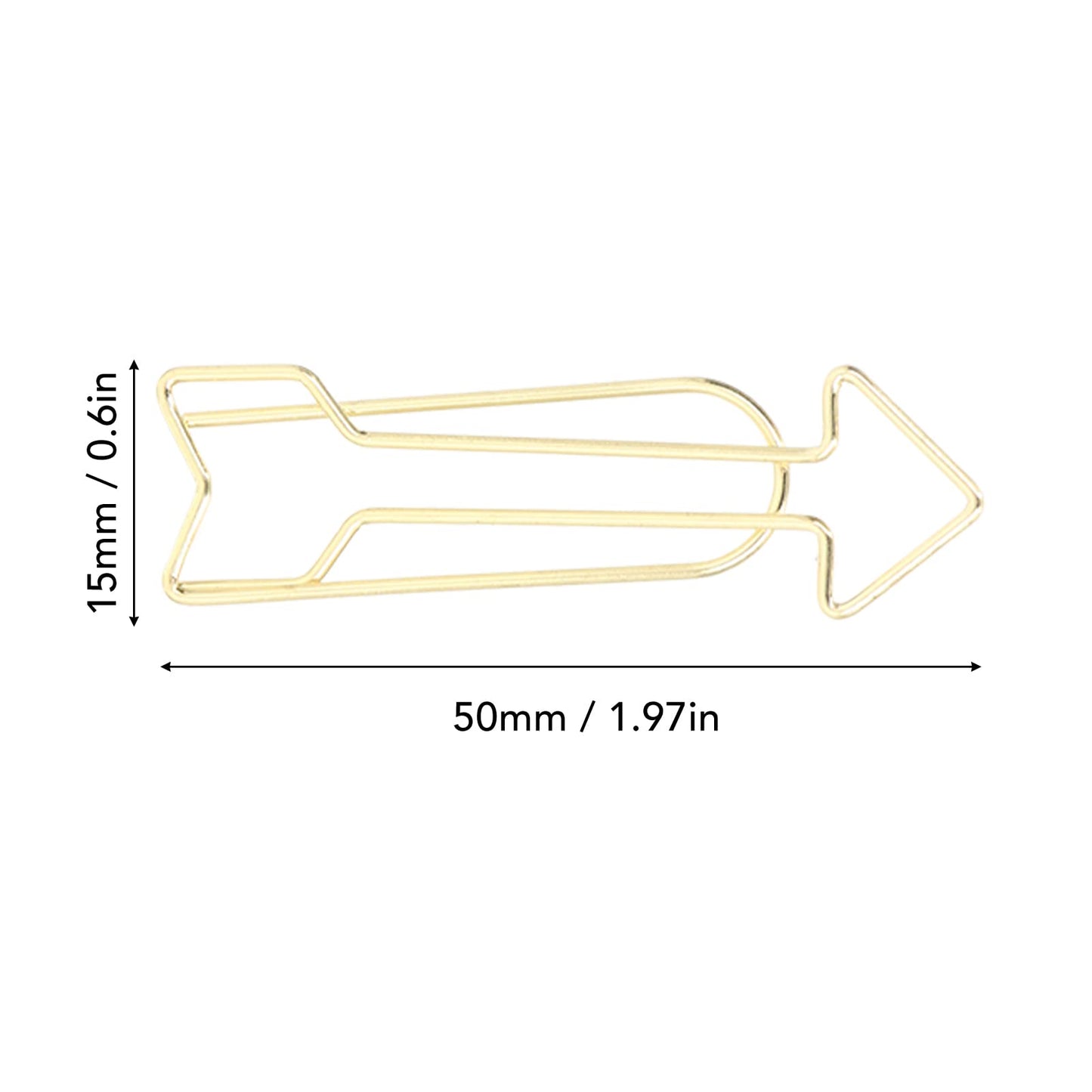 CYTGOUPER Small Gold Paper Clips 100 Pcs: Arrowhead Shaped Paper Clips with Clear Box,2in Decorative PaperClips Small for for Fun Office Supplies College Gifts Wedding Decoration
