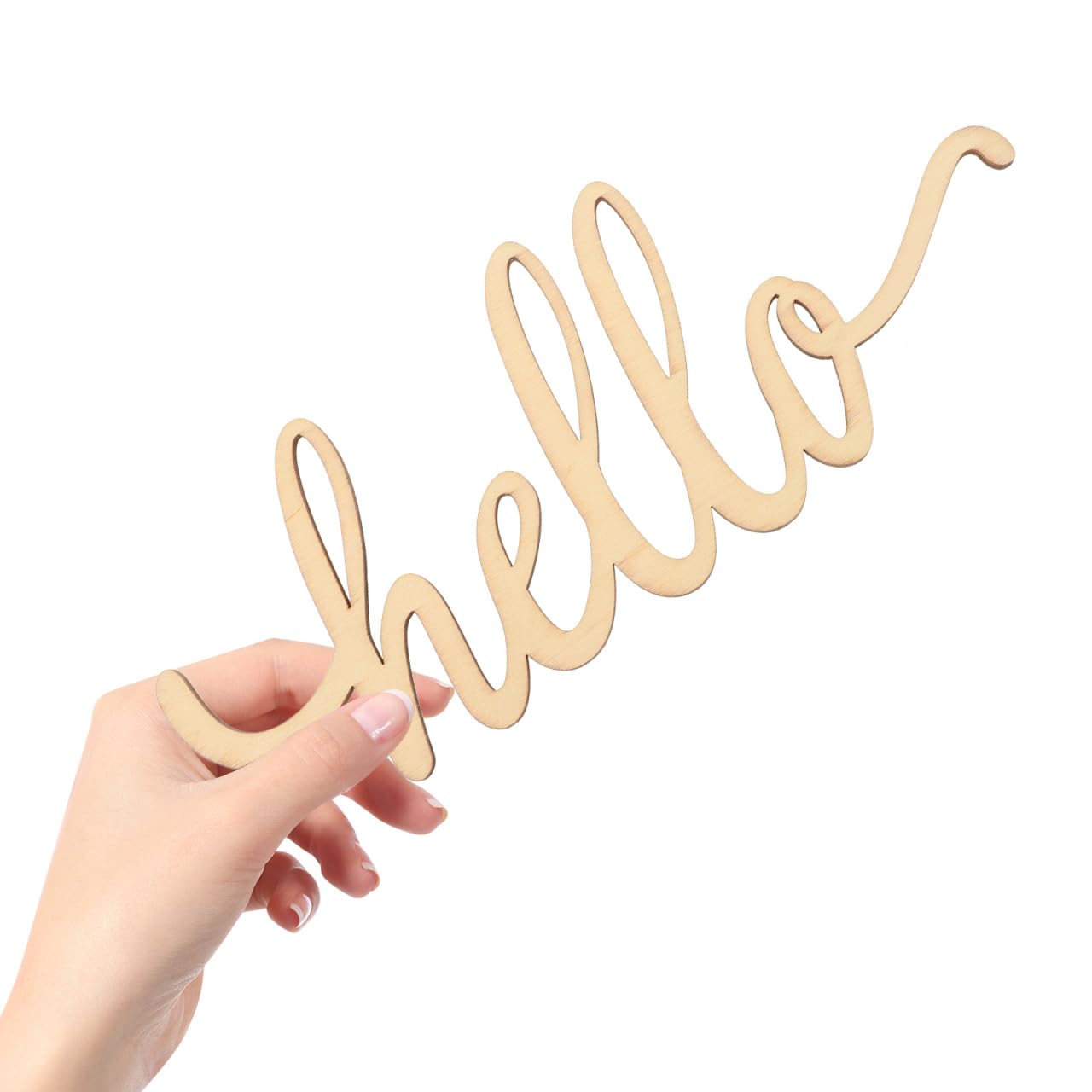 STOBOK 2pcs Wooden Hello Letter Signs, Hello Sign Cutout Unfinished Wooden Unfinished Hanging Ornaments Rustic Wall Art Decoration Decorative s for Home Restaurant Wedding