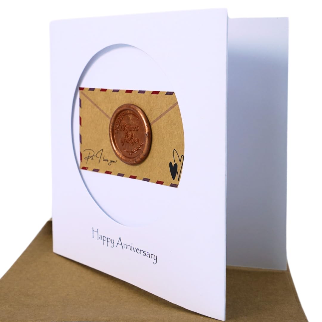 Camellia Bees 16th Wedding Anniversary Card for Wife Husband - Handmade Wax Anniversary Greeting Card for Him Her Couple - Happy 16 Years Love Card with Envelope (16th)