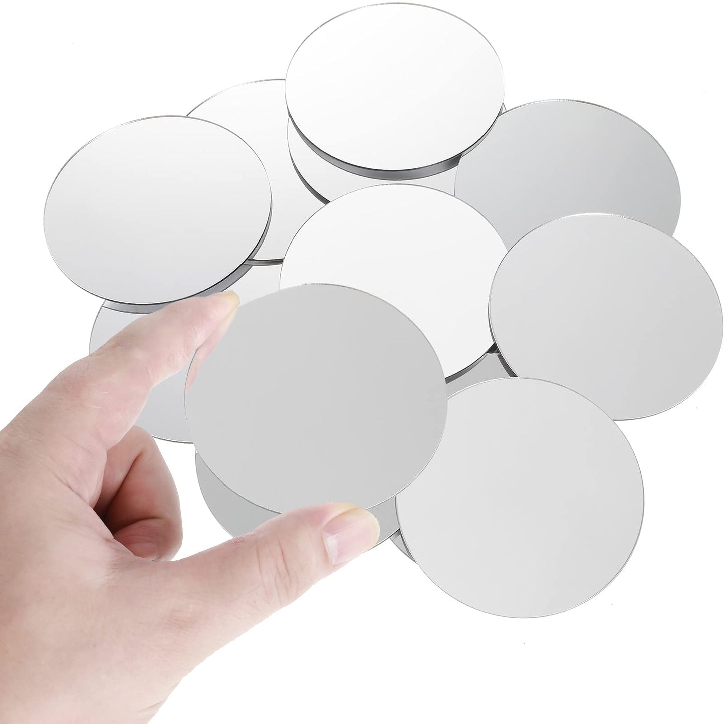 Jetec 25 Pcs Mini Acrylic Round Mirror Tiles, Self Adhesive Non Glass Round Mirror Stickers, Classic Style, for DIY Crafts, Centerpieces, Home Wall Decor, Jewelry Making(5 Inch in Diameter)
