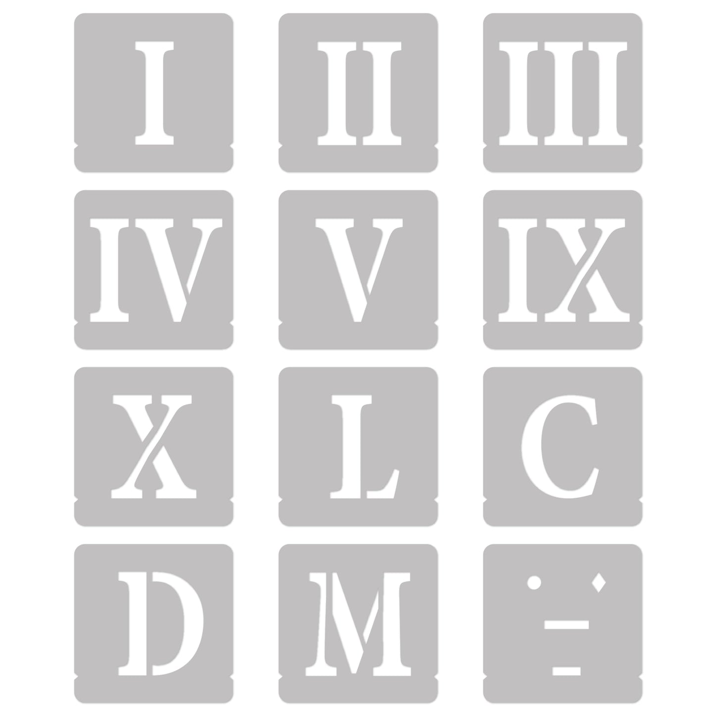 NAKLEO 12 Pcs Numbers and Symbols 2.8 Inch, Roman Plastic Stencils for Crafts Reusable, 12 Sheets for Painting, Template Art, Wall, Wood, Fabric