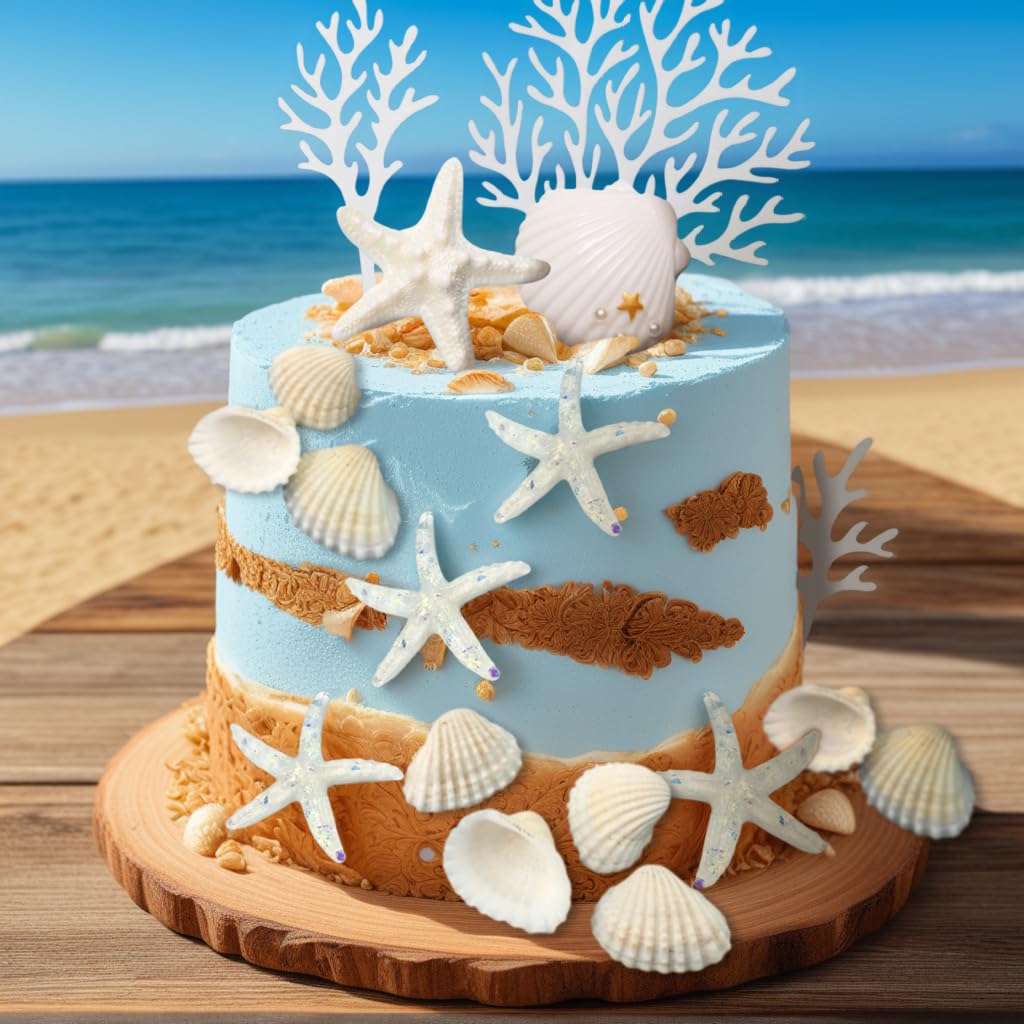 Shells Cake Decor Under the Sea Ocean Birthday Cake Decorations Sea Ocean Party Favor Supplies for Sea Ocean Theme Baby Shower Birthday Party