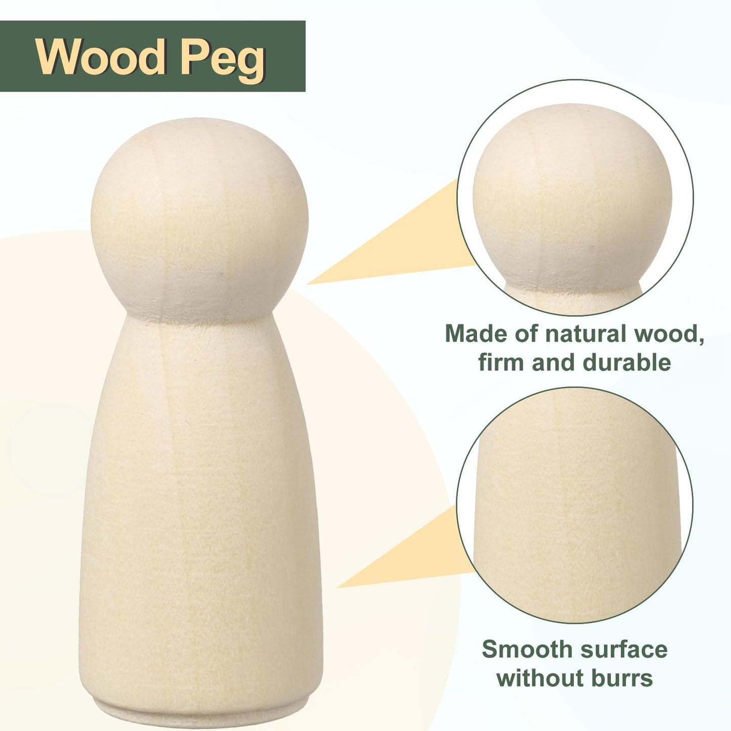 uxcell 50 Pack Wood Peg, 2 Inch Girl-Shape Wooden Peg People, Unfinished Wooden Peg People Bodies Figures for DIY Art Craft Painting
