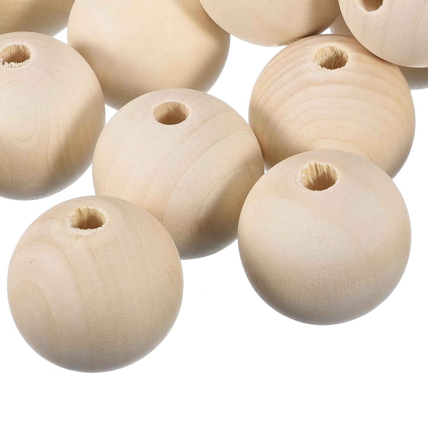 uxcell 20Pcs 50mm Natural Wood Spacer Beads, 10mm Large Hole Unfinished Round Wooden Beads for DIY Crafting, Jewelry Making Bracelets
