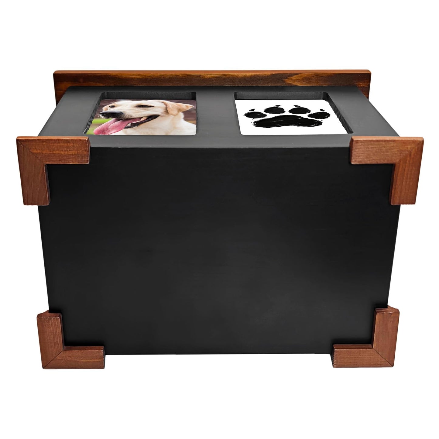 Personalized Wooden Pet Urn for Dogs, Cat Urns for Ashes, Pet Memory Box Memorial Boxs with Paw Print Impression Kit & Album Photo Frame for Loss Dogs, Large Wooden Dog Urn Keepsake Sympathy Gift