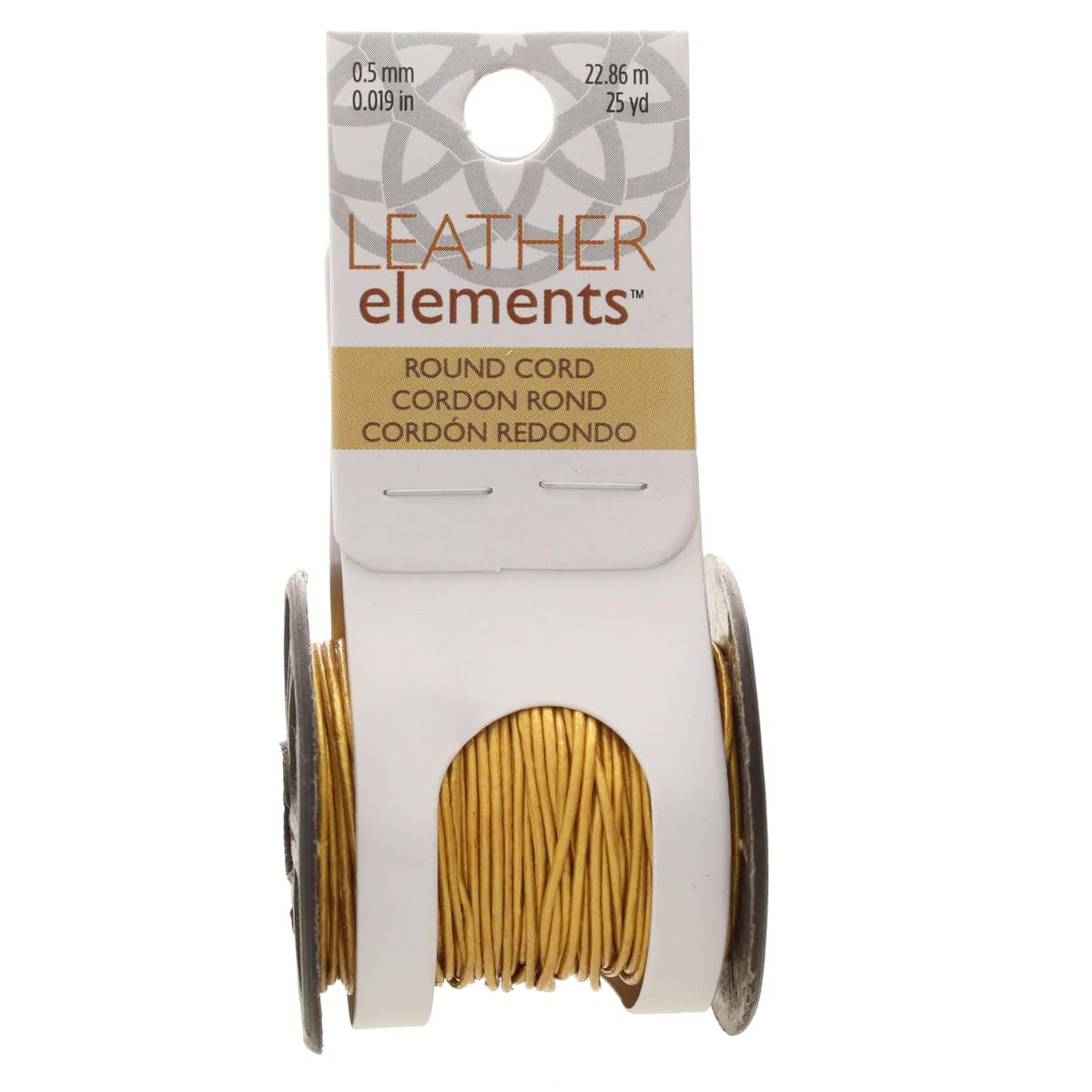 The Beadsmith Leather Cord – Metallic Gold – .5mm Spool – 25 Yards/22.86 Meters – Indian Leather Thong Ideal for Braiding, Beading, Necklaces, Fine Lacing, Hair Accessories & DIY Jewelry Making