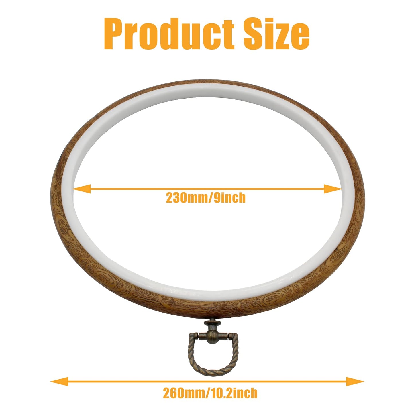 Auvotuis 3Pcs 9 Inch Round Embroidery Hoops Imitated Wood Cross Stitch Hoop, Circle Display Frame for DIY Christmas Ornament, Art Craft Sewing