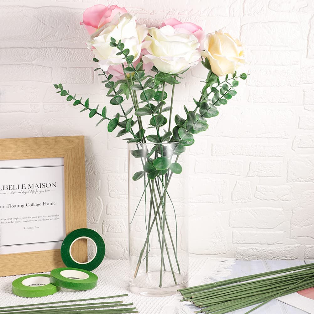 120 Pack Floral Stems Wire for Paper Flower 2 Gauge Flower Stems for Crochet Projects 16 Inch Artificial Green Crafts Wire Wreath Making Supplies for Flower DIY