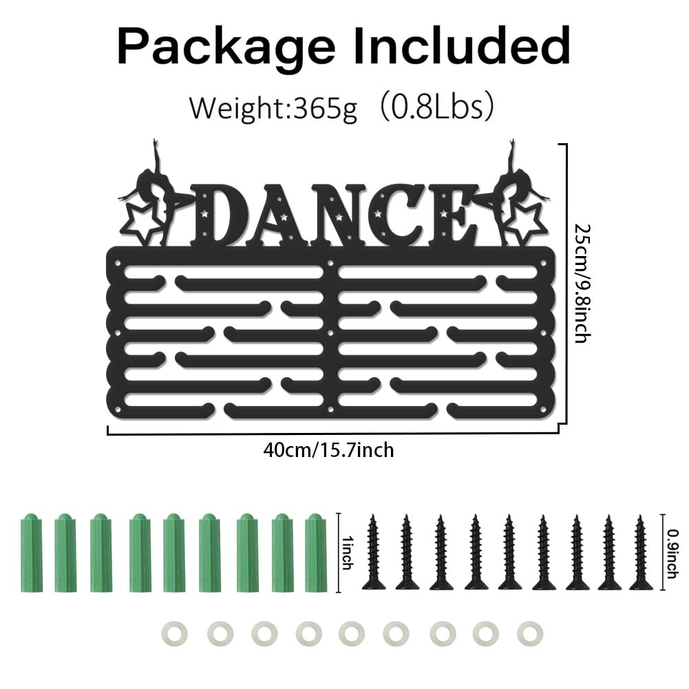 SUPERDANT Dance Medal Hanger Display Dancer Sports Medal Holder Dance Award Metal Medal Organizer Ribbon Rack Wall Mounted Race 6 Rows 24 Hangers Non-Slip Hooks for Athletes Dancer Gifts for Kids