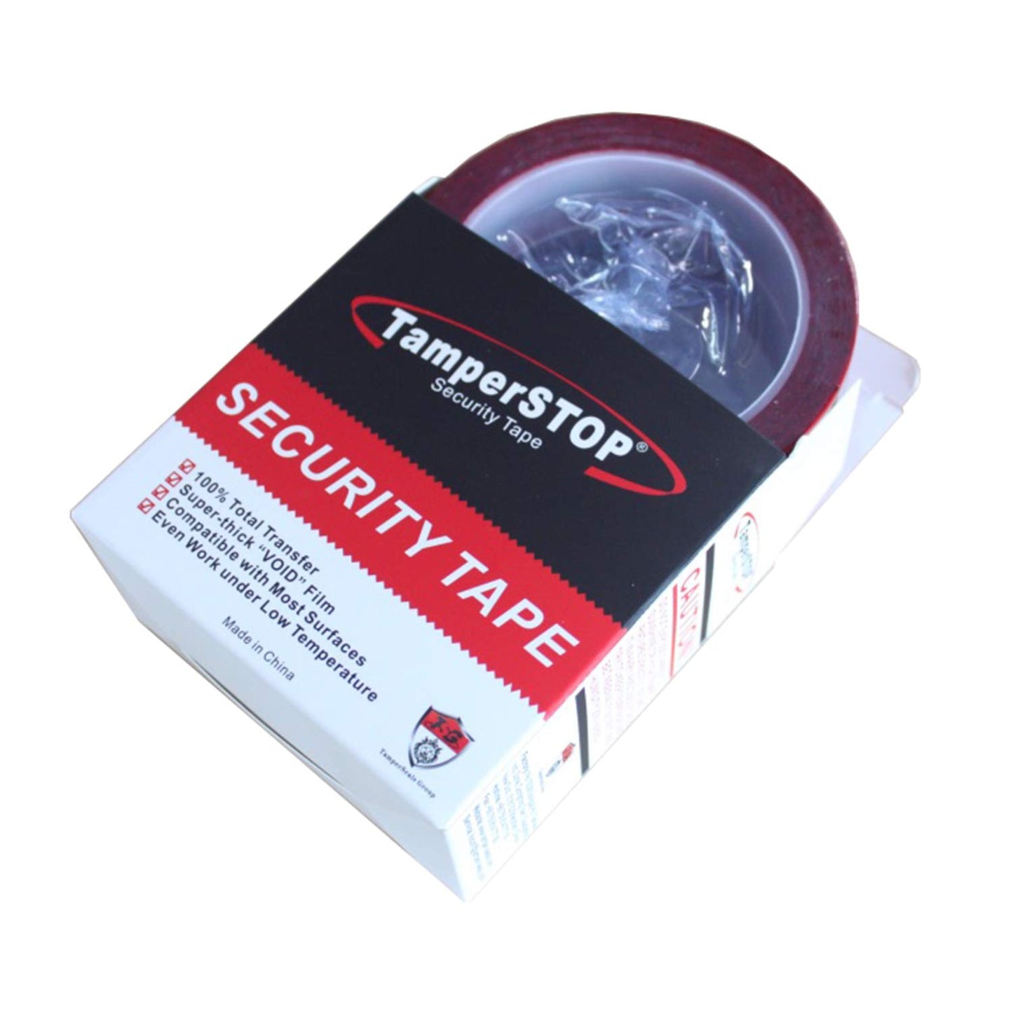 TamperSeals Group - 1 Roll Precut Serial Numbered Red Tamper Evident Security Tape (48mm x 50m x 2mil, 100% Total Transfer, Ultra-Thick “Void” Film, Every 6” Perforation)