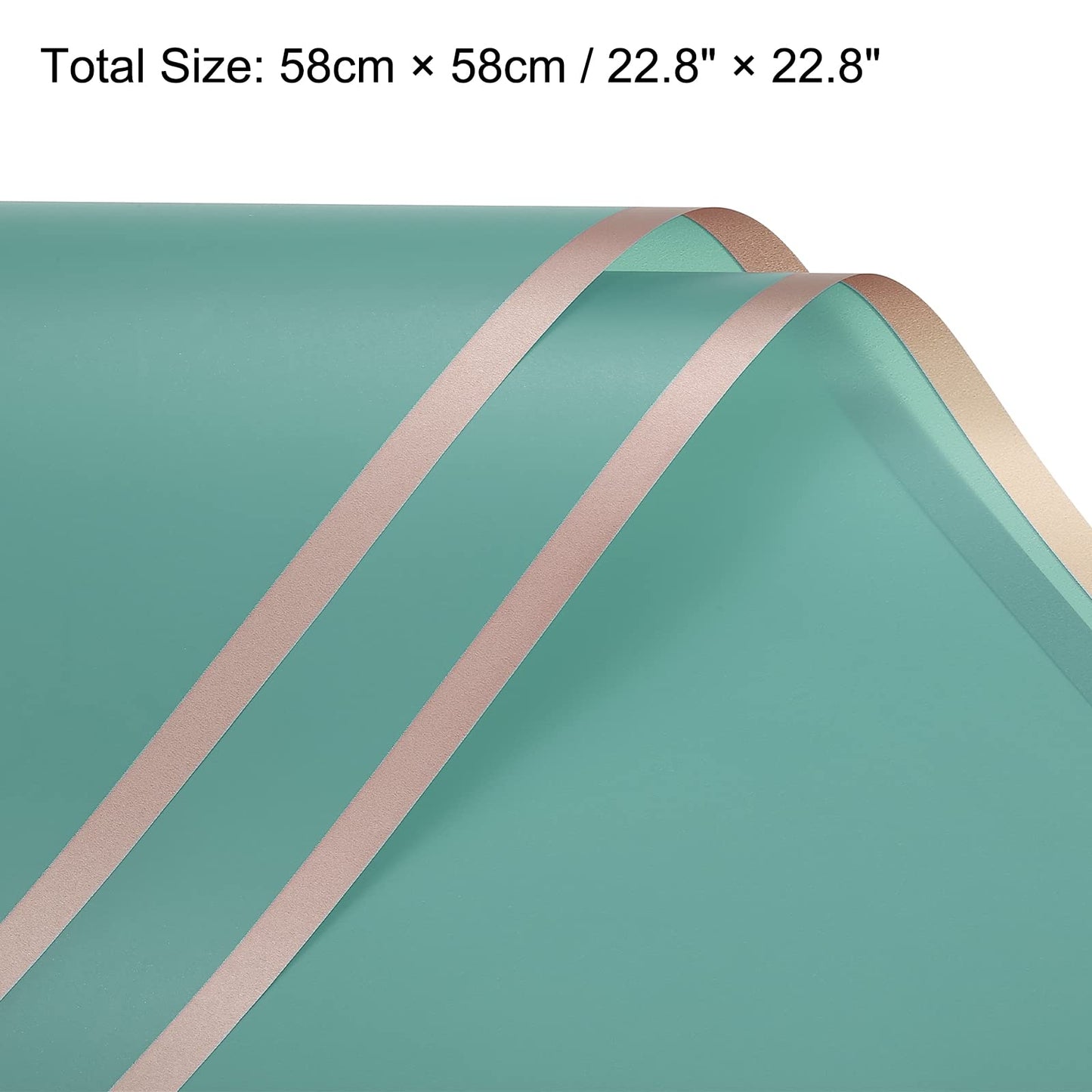MECCANIXITY 20 Pcs Gold Edge Flower Wrapping Paper Turquoise 22.8x22.8 Inch Waterproof for Florist Bouquet Supplies, DIY Crafts, Gift/Gift Box Packaging