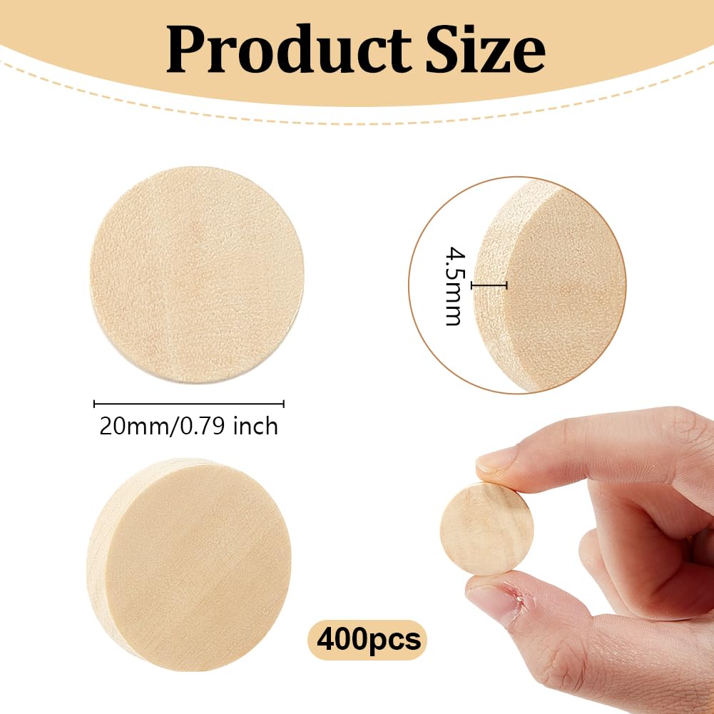 OLYCRAFT 400Pcs 0.8 Inch Natural Beech Wood Slices Unfinished Round Wooden Discs Small Wooden Circles Cutouts Unfinished Round Wood Slices for DIY Crafts Painting EngravingChristmas Decoration