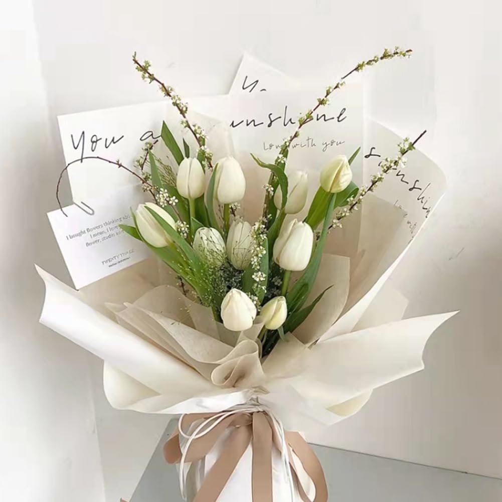 PENINSULA LOVE 20 Sheets Waterproof Flower Wrapping Paper Bouquet Packaging Paper 11.8 * 17.7 Inch Floral Wrap Gift Florist Supplies for Wedding Birthday DIY