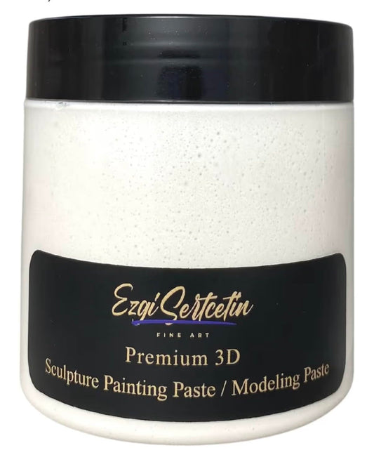 Ezgi Sertcetin 3D Sculpture Painting Paste|Texture Paste|Decorative Plaster|Ready to Use|Unique Colors|Ideal for Artwork|Stencil|Flowers|Texture|Art Relief| 6 oz (Metallic White)