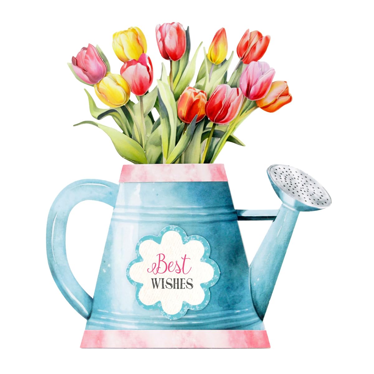 Katy Sue Watering Can Blossoms & Blooms Card Making Kit. 8 Shaped Cards, 3 Sheets of Floral Die Cut Decoupage, 8 Envelopes, Adhesive Foam Pads, & Instructions. For Card Making Supplies & Card Crafting