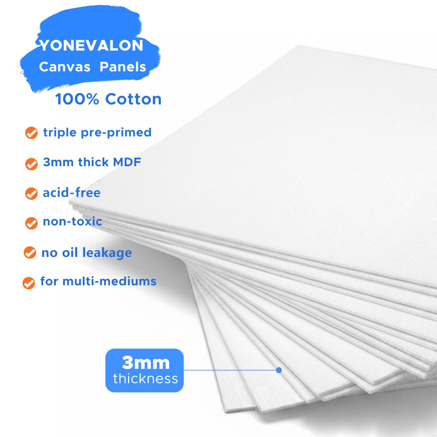 Canvases for Painting 48 Pack, 8x10 inch Blank Canvas Boards, Primed Acid-Free 100% Cotton Canvas Panels for Acrylic Oil Tempera Watercolor Paints, Art Supplies