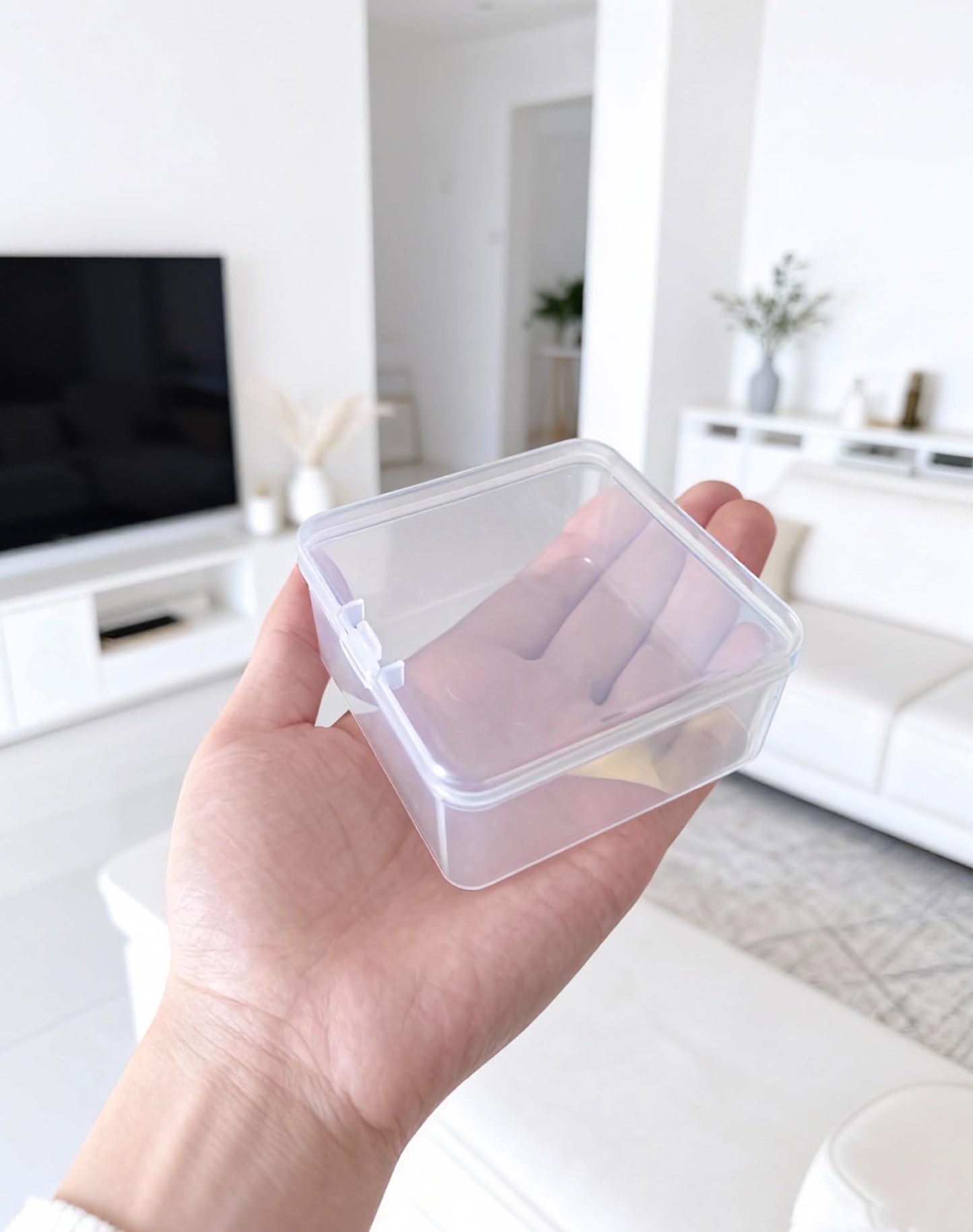 Forever bene 17 Pack Clear Plastic Storage Boxes with Lids, 3x3x1.4 Inches Square Organizer Containers for Small Parts, Crafts, Jewelry, SMT Components