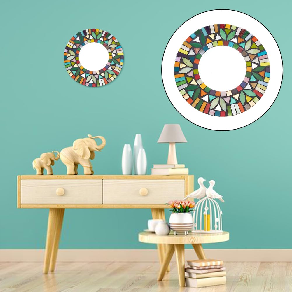 WEBEEDY Mosaic Mirror Kit Mosaic Craft Kits for Adults DIY Mirror Kit Mosaic Tile Craft Flower Mirror Mosaic Set DIY Creative Ceramic Mosaic Tiles for DIY Mosaic Christmas Valentine's Day Unique Gift