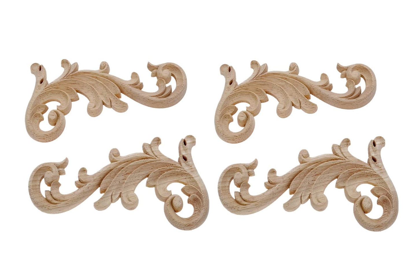 MUXSAM 2-Pair Clear Carved Wood Appliques Onlay, 20x9cm/7.87x3.54inch, Door Decorative Excellent Funiture Decal Sticker for Cabinet Drawer Window Dresser