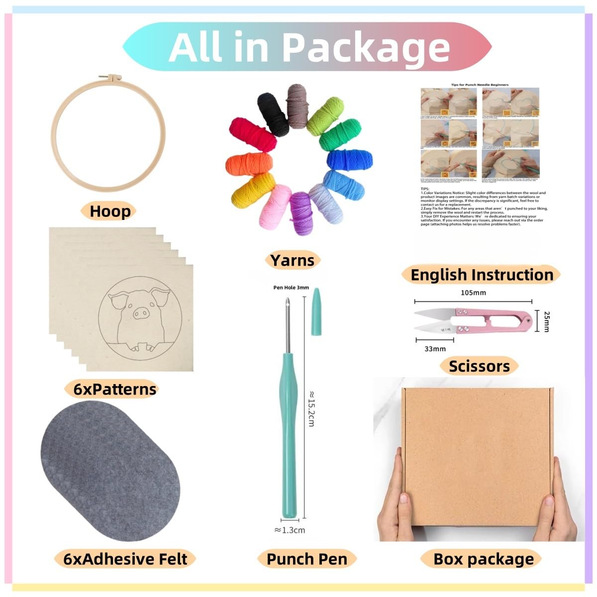 6PCS Punch Needle Coaster Kit Cute Scottland Highland Cow Easy for Beginners Stress Relief Craft Set with Hoop Yarn & Patterns DIY Embroidery Mug Rug Kit for Adults Kids Home Decor-3
